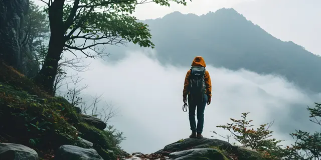 Person hiking on a journey